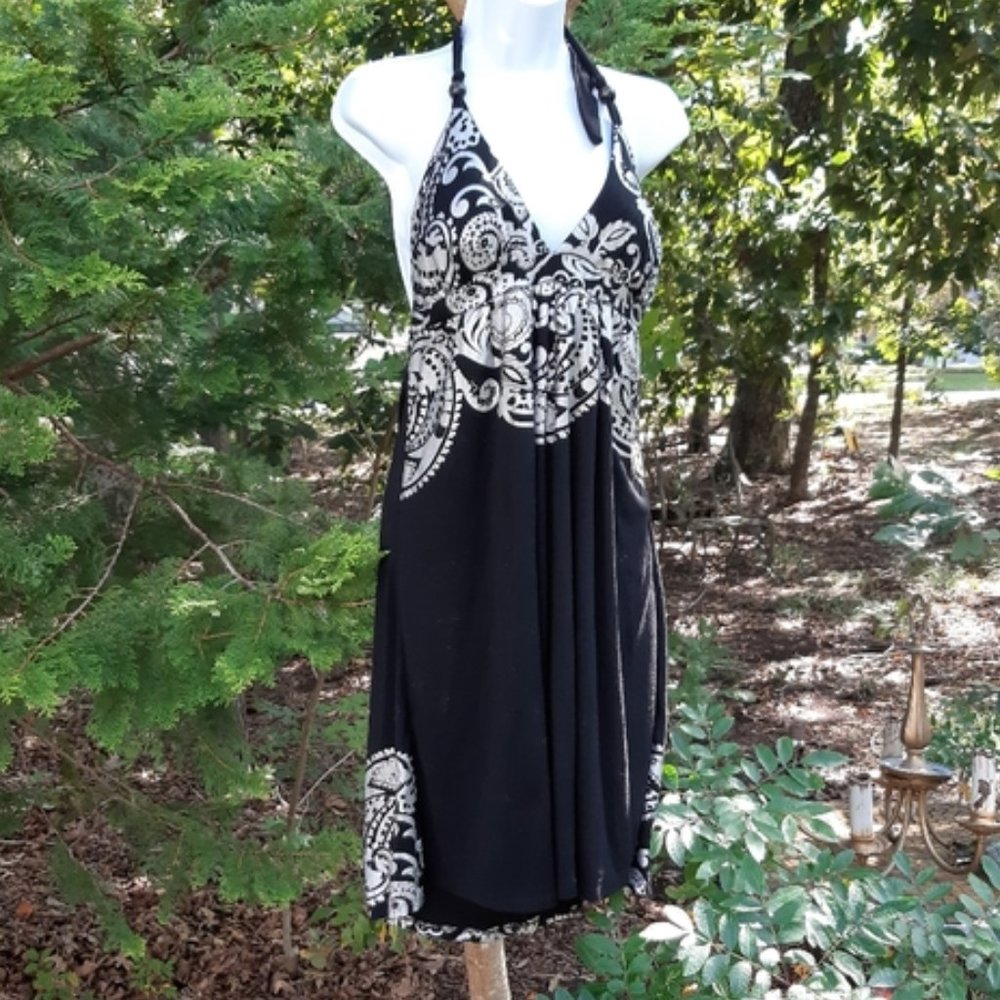 Paradise paisley print halter bear back dress